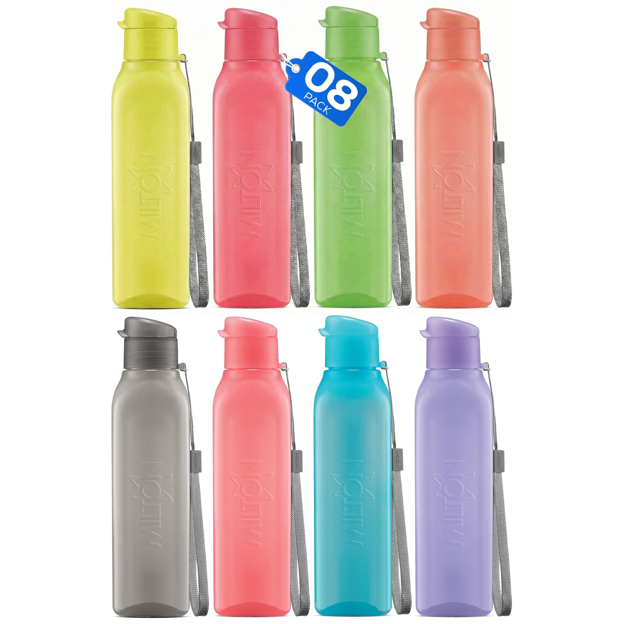 Milton Bulk Water Bottles Set of 8, 17oz BPA-Free Reusable Sports Bottles