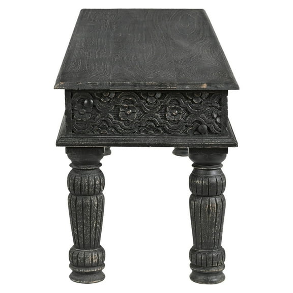 Milton Carved Dining Bench Antique Black