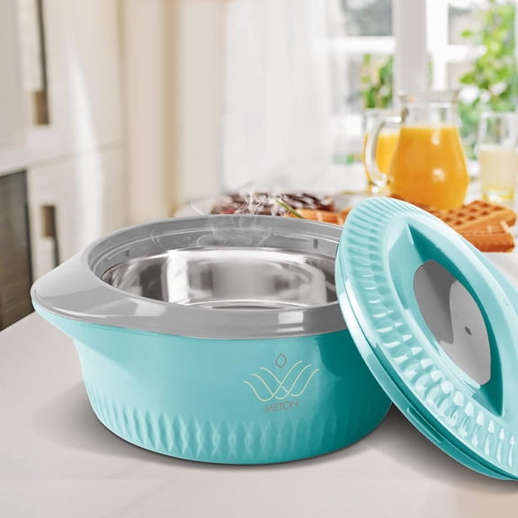 Milton Casserole for hot food, Double walled insulated inner Stainless Steel Hot Pot with lid, Serving box for food and roti, insulated serving bowl, Set of 3 (830 ml, 1270 ml,1800 ml), Royal Regular