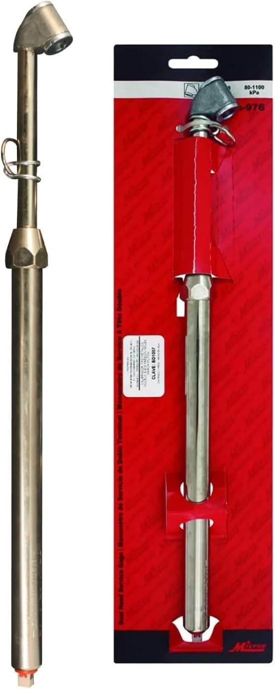 Milton Dual Head Tire Pressure Guage, 10160 PSI, Dually Chuck Pencil