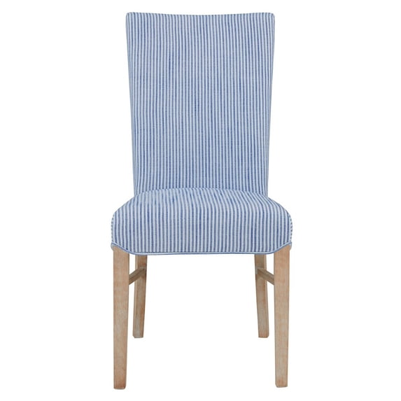 NPD Furniture Milton 19.5" Fabric Chair in Blue Stripes/Natural (Set of 2)