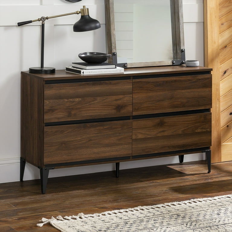 Black and walnut chest of drawers discount