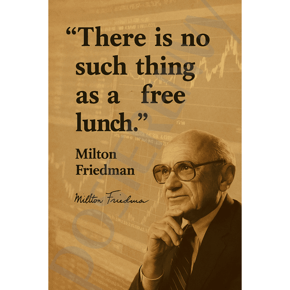 Milton Friedman Famous Quote Poster "There Is No Such Thing as a Free Lunch" 18 inch x 12 inch