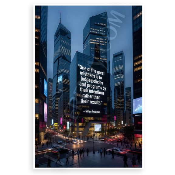 Milton Friedman "One of the Great Mistakes" Quote Urban Cityscape 12x18 US Made Poster