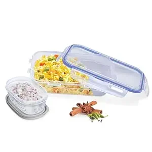 Milton Fun Treat Plastic Tiffin Box for Kids, 1120 ml, Transparent | School Lunch Box | Leak Proof | Food Grade | Easy to Carry | Easy to Clean
