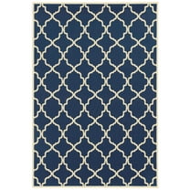 Milton Geometric Outdoor Area Rug, Navy/ Ivory 2, 8' x 11'