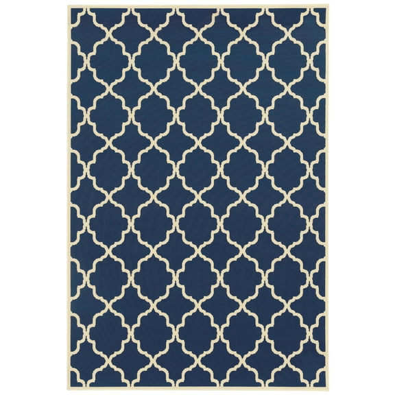 Milton Geometric Outdoor Area Rug, Navy/ Ivory 2, 8' x 11'