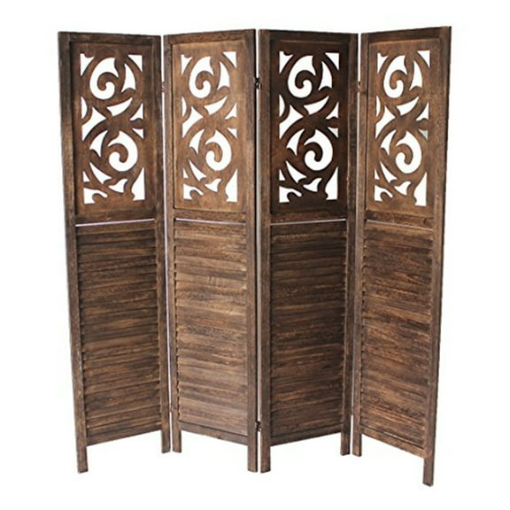 Milton Green Stars Clark 4-Panel Room Divider, Dark Brown
