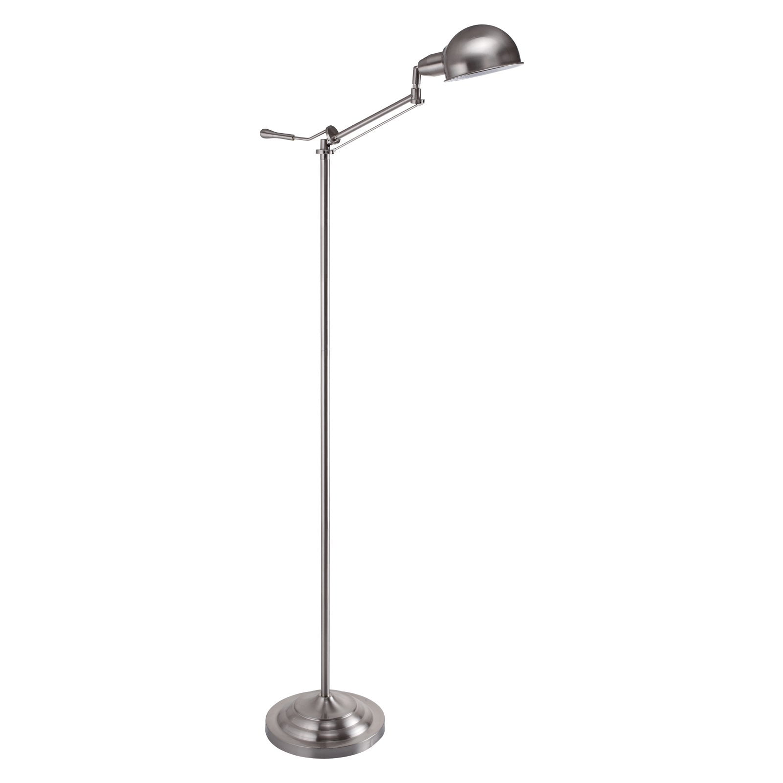 Adjustable Silver Satin Nickel Swing Arm Floor Lamp