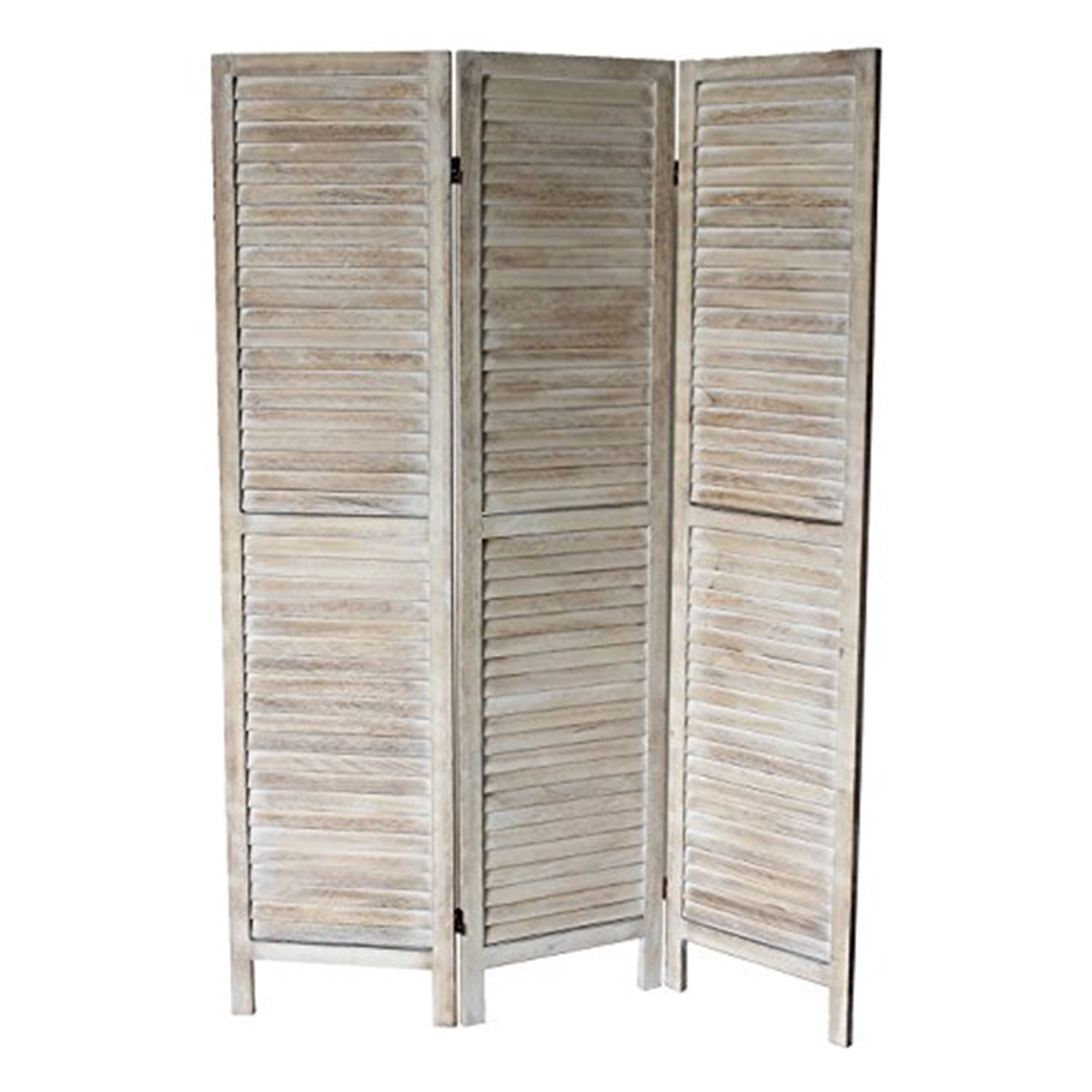 Natural Washed Wood 3-Panel Folding Room Divider