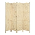 thumbnail image 1 of Milton Greens Stars Inc 4-Panel Farmhouse Wood Arch Room Divider in Natural, 1 of 4