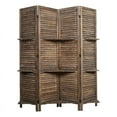 thumbnail image 1 of Milton Greens Stars Inc 4-Panel Farmhouse Wood Room Divider in Brown, 1 of 5