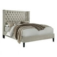 thumbnail image 1 of Milton Greens Stars Inc Fabric Eastern King Wingback Platform Bed in Beige, 1 of 3