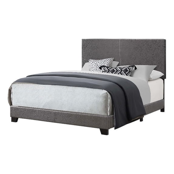 Milton Greens Stars Inc Modern Faux Leather Twin Bed Frame with 4 Slats in Gray