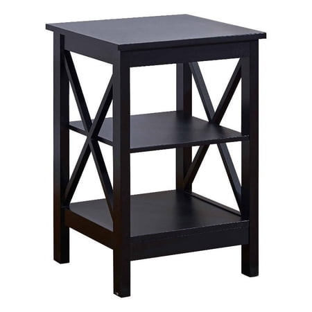 Milton Greens Stars Inc Modern Wood X-Side Panel End Table in Black