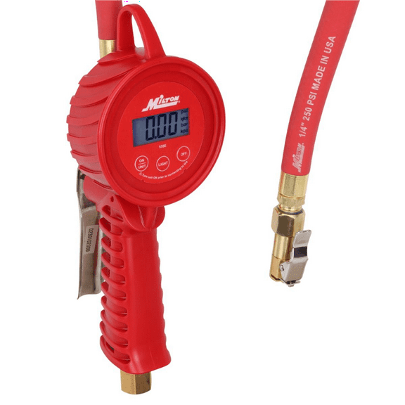 Milton Industries 555e Digital Tire Inflator Gauge, 5 to 220 PSI, � 1 PSI Accuracy