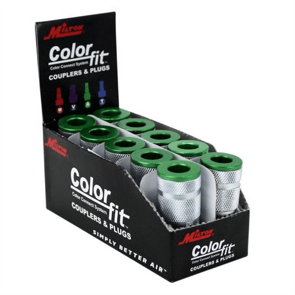Milton Industries ColorFit Couplers, A-style Green, 1/4" NPT Male,