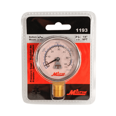 Milton Industries Gage 1/4" NPT, 0-60 PSI - Bottom Mount