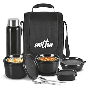 Milton Pro Lunch Tiffin 3 Microwave Safe Inner Steel Containers, 180/320/450 ml