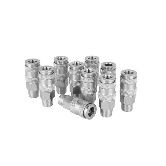 Milton Quick-Connect Steel Coupler 3/8In Mnpt High Flow (V-Style)