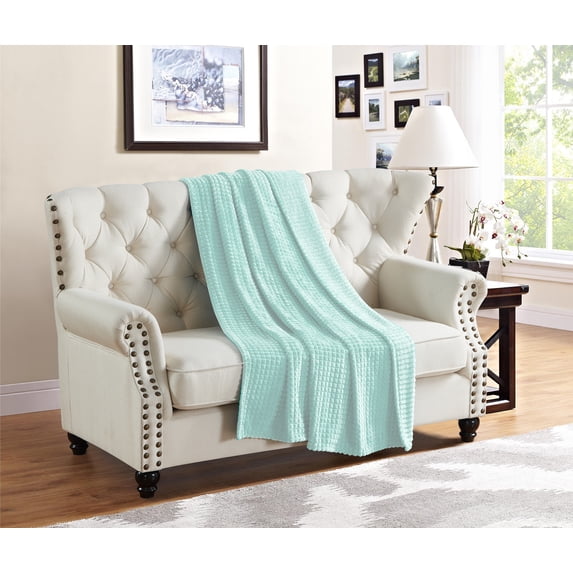 Milton Solid Plush Throw Mint Green