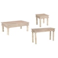 thumbnail image 1 of Milton Solid Wood 3-Piece Carved Living Room Table Set Weathered Finish, 1 of 13