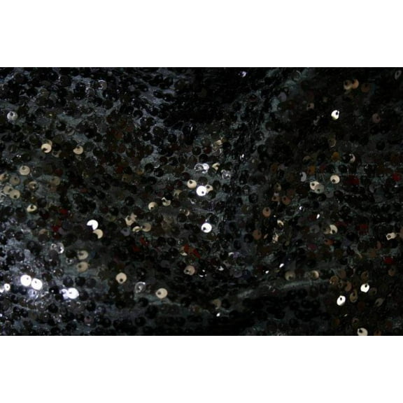 Milton Taffeta Sequin Fabric, 54 Inch. in Width, Black / Sample 3x3 Inch