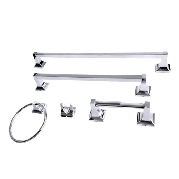 Milton Towel Bar Set - Polished Chrome - 5 Piece - Retro Design