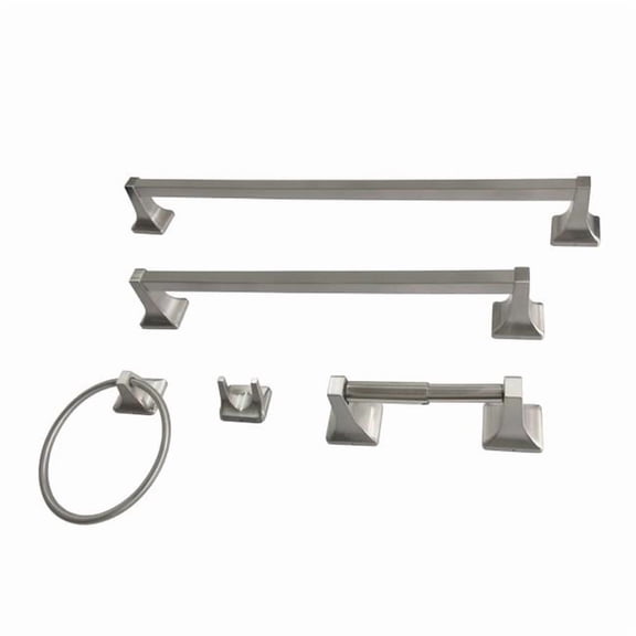 Milton Towel Bars Set - Brushed Nickel - 5 Piece - Retro Design