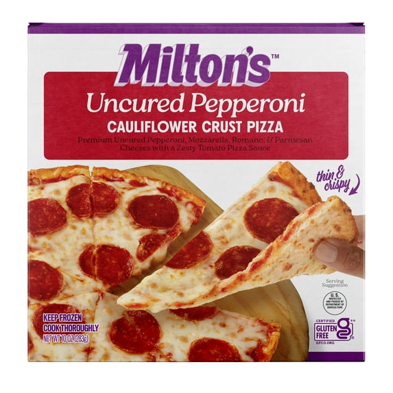 Milton’s Cauliflower Crust Pizza - Uncured Pepperoni, 10oz (Frozen) with Tomato Sauce