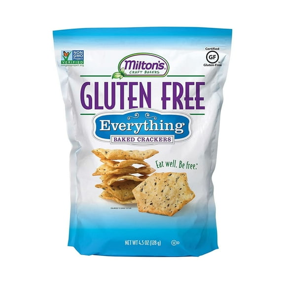 Milton's Gluten Free Baked Crackers Everything 4.5 oz Pack of 4