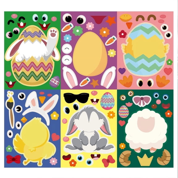 Milue 1 Pack Easter Egg Decals Wrapping Labels Stickers Easter Party Decorations Kit