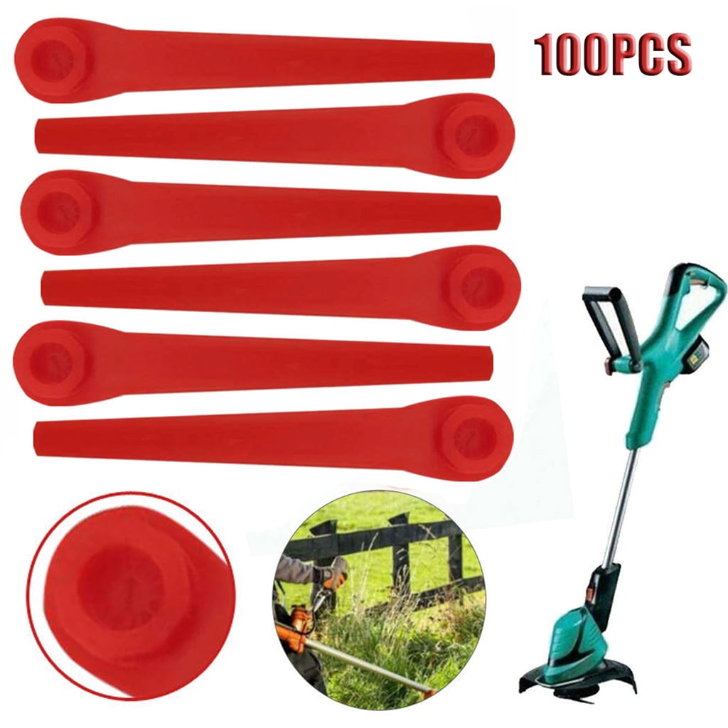 Milue 100 Pcs Plastic Grass Trimmer Blades Replacement Lawn Mower Blade