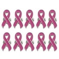 thumbnail image 1 of Milue 10Pcs Cancers Awareness Lapel Buttons Badge Pink Ribbon Designed Brooch, 1 of 10