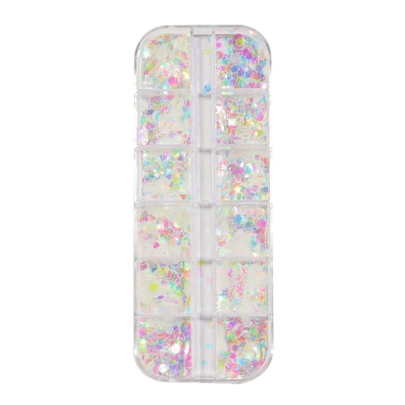 Milue 12 Grids Mermaid Glitter Nail Art Sequins Sparkly Glitter Flakes Colorful Sequin