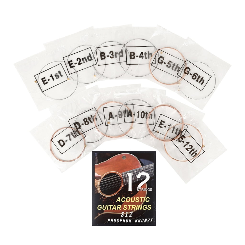 Milue 12Pcs 12string Acoustics Guitar Strings for Beginners Performers