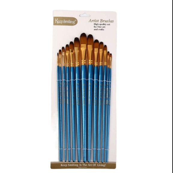 Milue 13Pcs Nylon Hair Brush for Acrylic, Watercolor, Gouache, Face Nail Art Painting