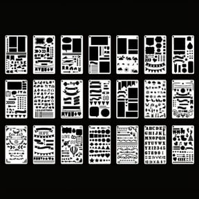 Milue 20 Pcs Bullet Diary Journal Stencils Set Drawing Template Ruler DIY Painting Template Geometric Hollow Out Scrapbooking