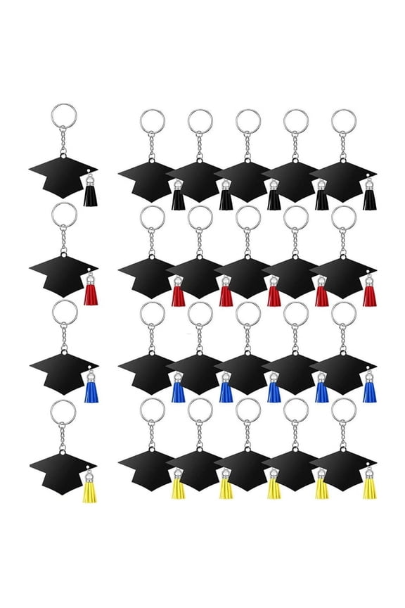 24pcs Acrylic Tassels Graduation Cap Keychain for College Seniors Grad School