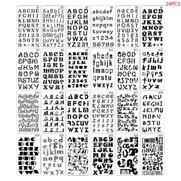 Milue 24pcs/set Alphabet Letters Drawing Template Stencil Painting Embossing Scrapbooking DIY Album Decorative