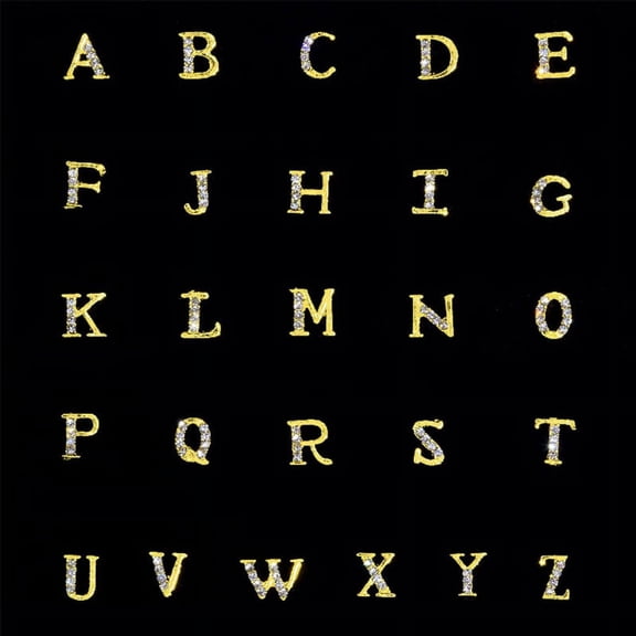 Milue 26pcs/set 3D Metal Nail Gold A-Z Capital English Letters for Rhinestone Decorati