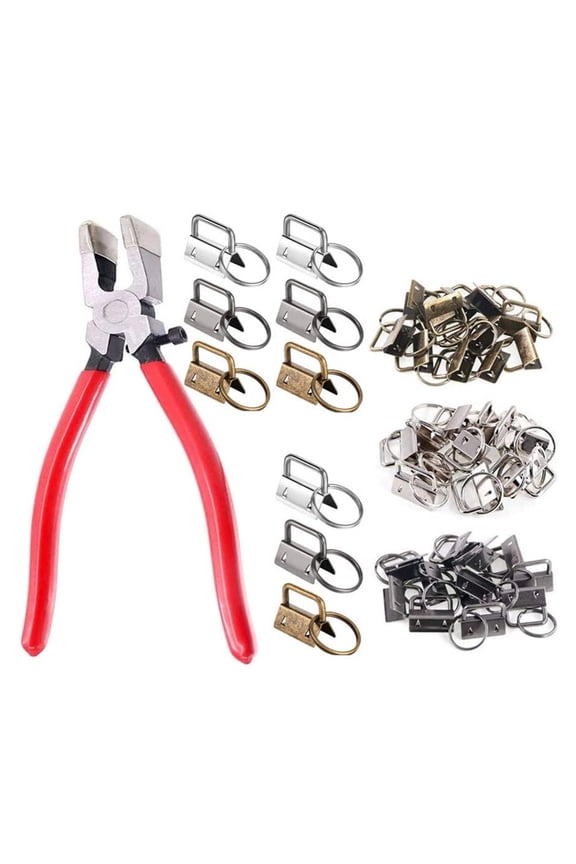 3 Colors for Key Fob Hardware with Pliers Tool for Keychain and Wristlet Clamp