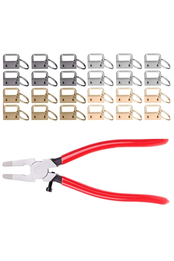 40pcs 25mm for Key Fob Keychain Hardware with Pliers Tool for Wristlet for Key Lanyard Making Install Supplies