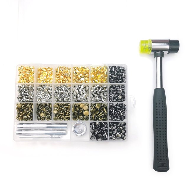 Milue 480x Double Caps Rivets Leather Rivets with Double Headed Harmmer