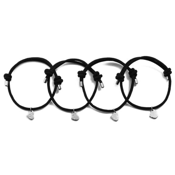 Milue 4Pcs Couples Bracelets Magnet Matching Heart Bracelet Connecting Pendant
