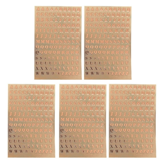 Milue 5 Sheets Letter Sticker Alphabet Sticker Self Adhesive Copper Letter Stickers