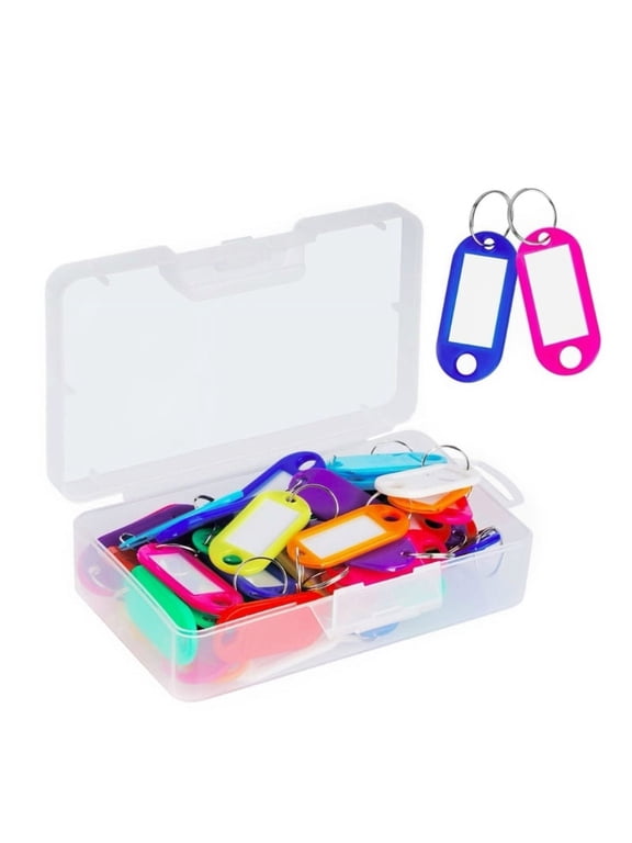 50 Assorted Color Plastic Key Tags Keychains for Keeping Your Keys Safe