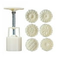 Milue 50g Mooncake Barrel Mold with 6pcs Chrysanthemum Stamps Hand