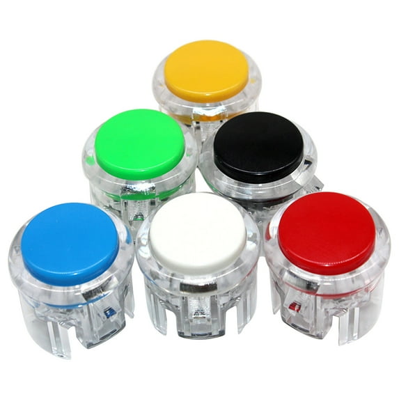 Milue 6PCS/Colors 30mm Arcade Game Push Button Transparent Crystal Button