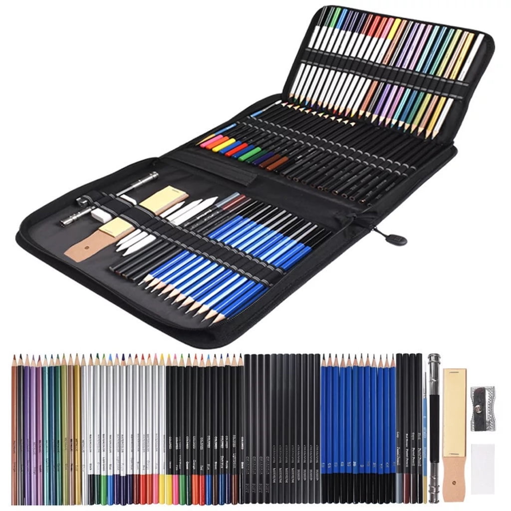 Milue 72pcs Drawing Sketch Pencils Set Charcoal Pencil Eraser Art Craft Painting Kit